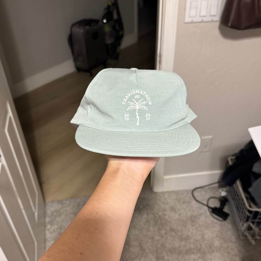 TravisMathew Mint Green Palm Tree Graphic Snapback Hat Adjustable Golf Cap